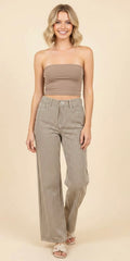 Brown Stripe Denim Pants