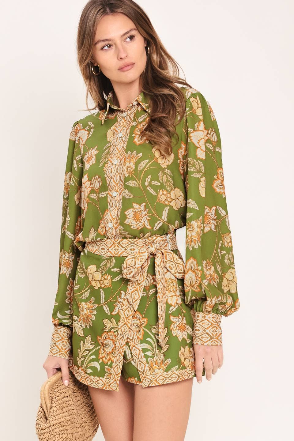 Olive Floral Top