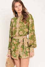 Olive Floral Top