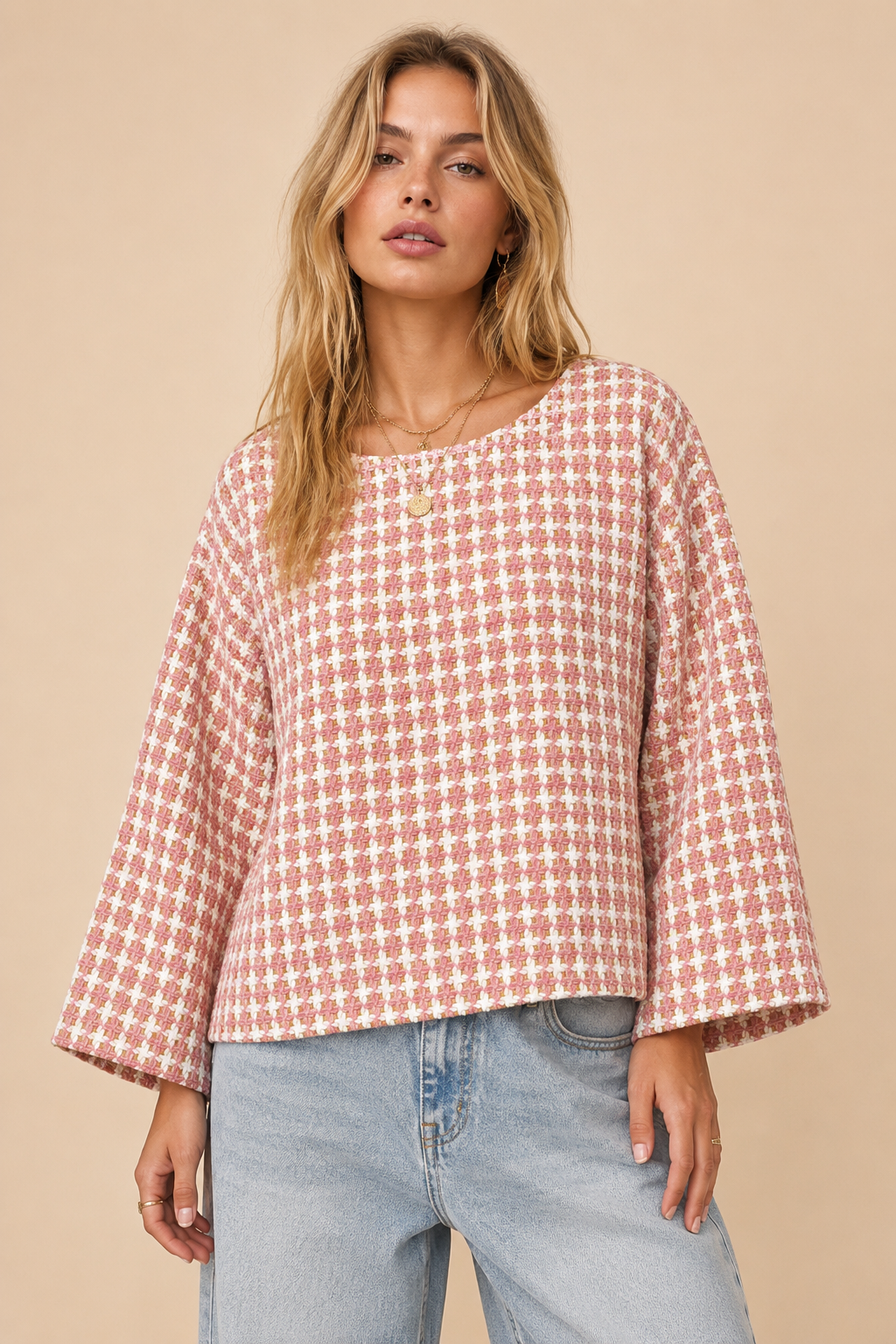 Tweed Bell Sleeve Top