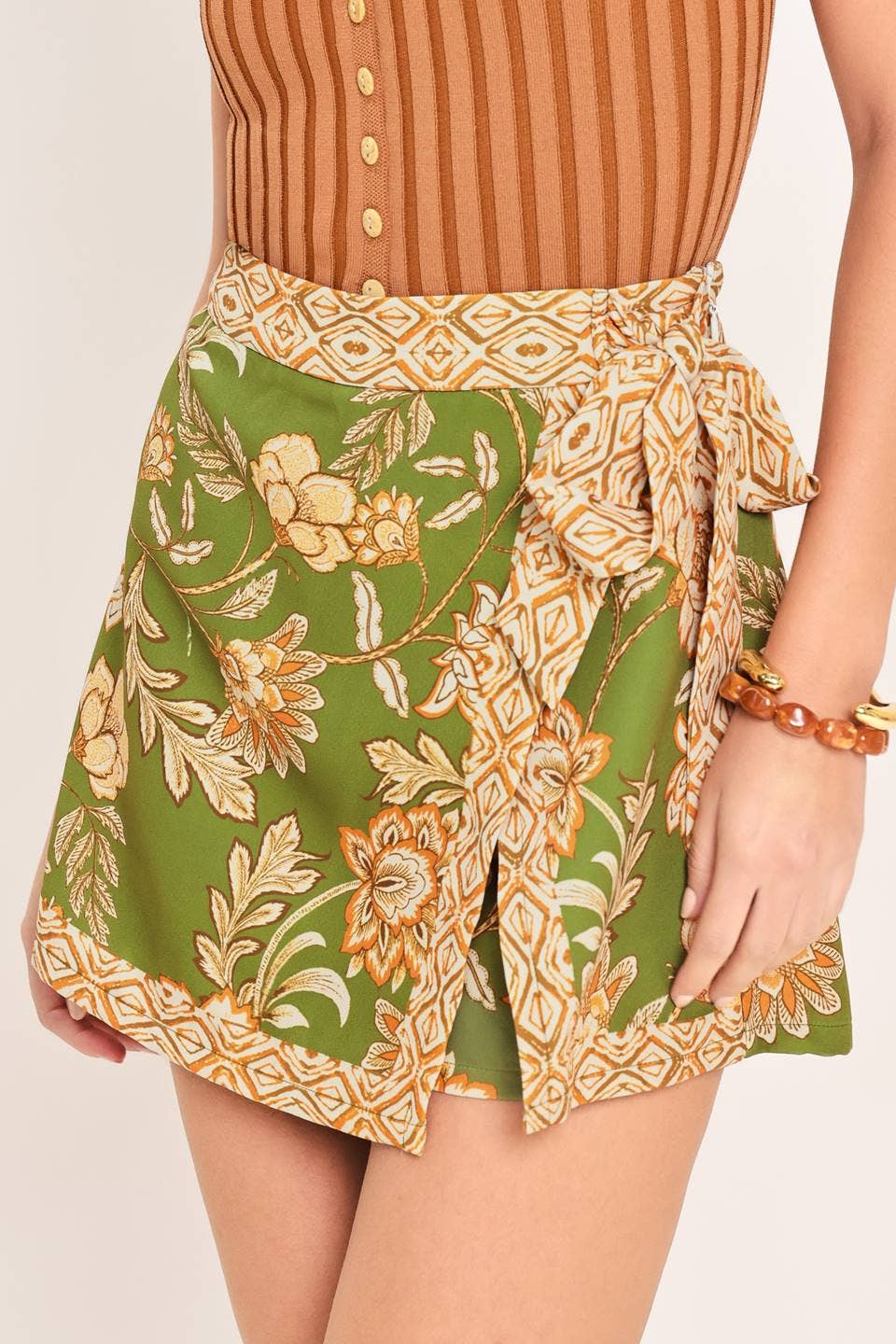 Olive Floral Skort
