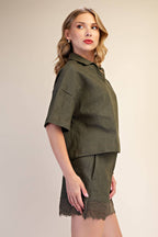 Olive Denim Top