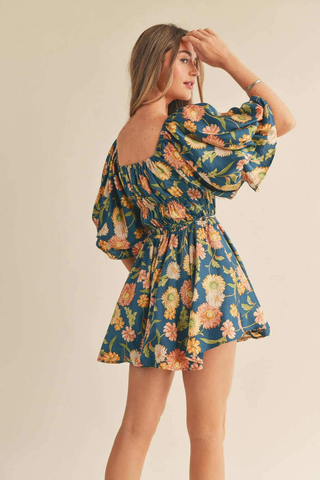 Floral Bubble Sleeve Mini