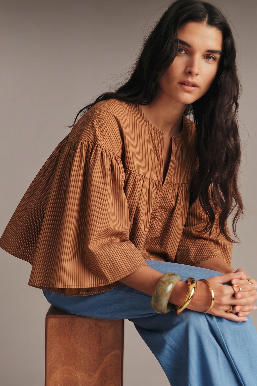 Camel Stripe Top