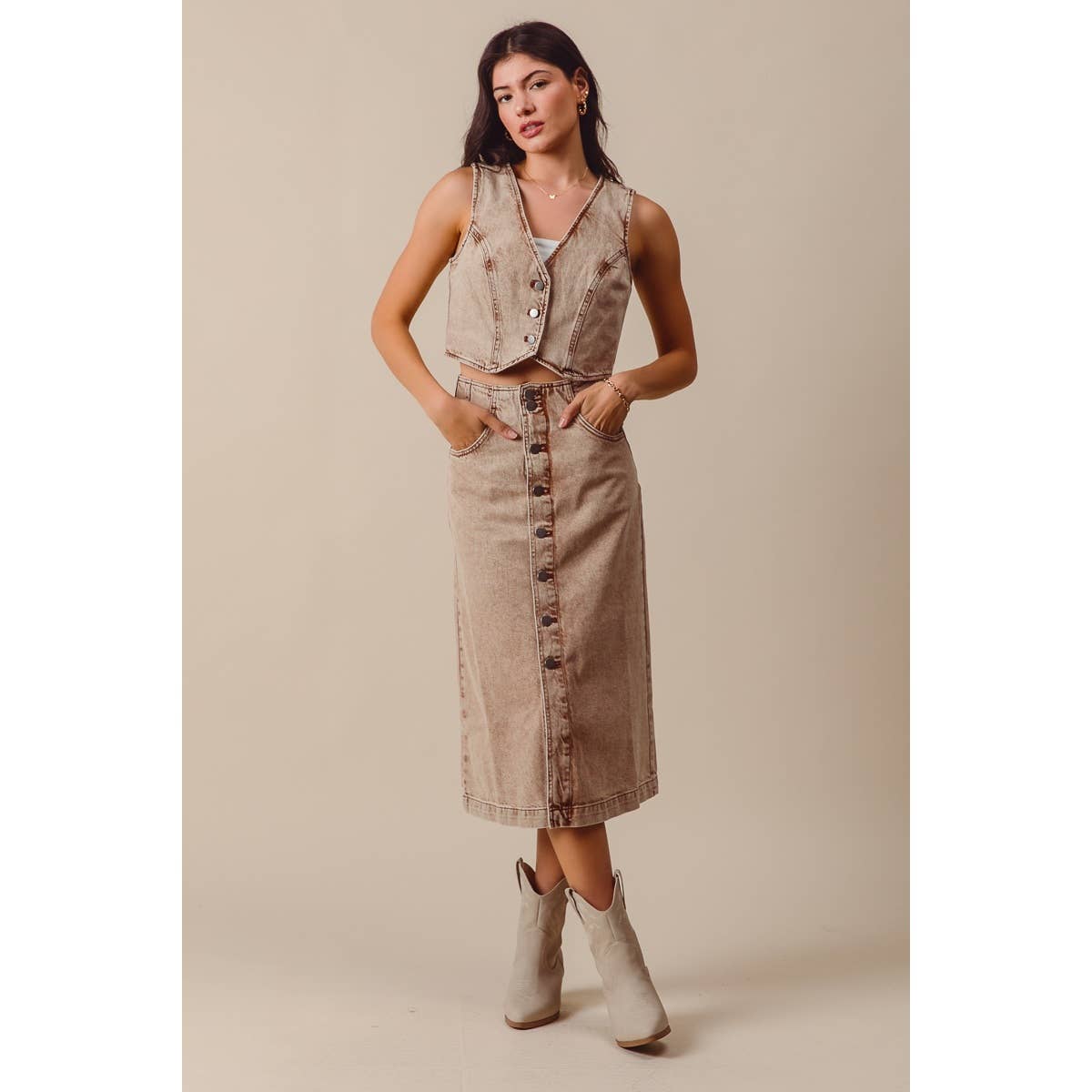 Brown Denim Vest