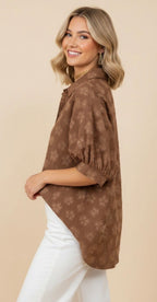 Brown Floral Blouse