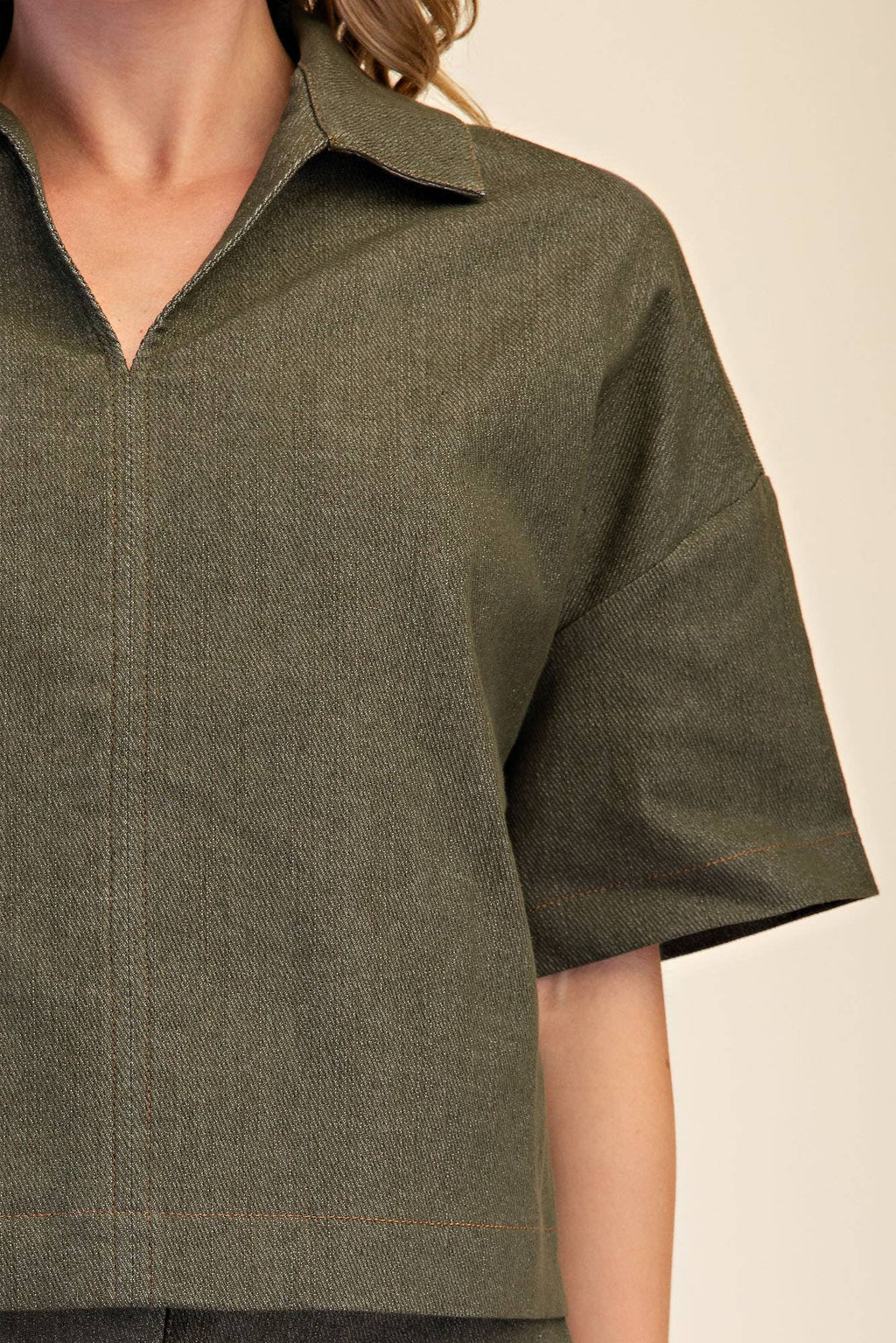 Olive Denim Top