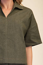 Olive Denim Top