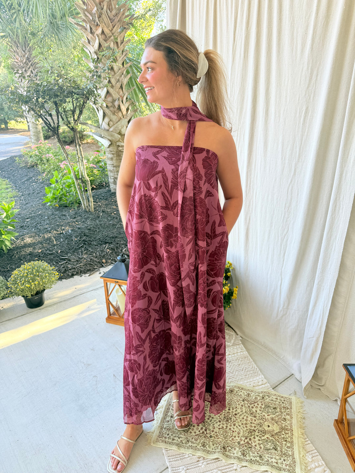 Burgundy Floral Maxi