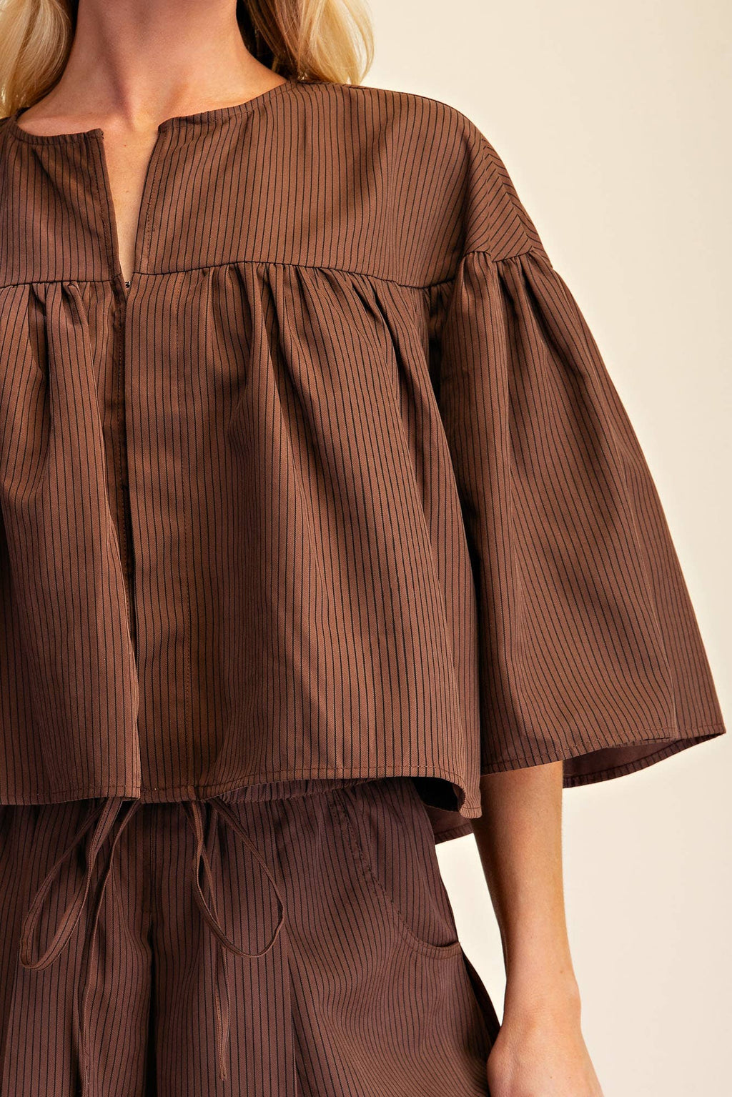 Brown Stripe Cape Top