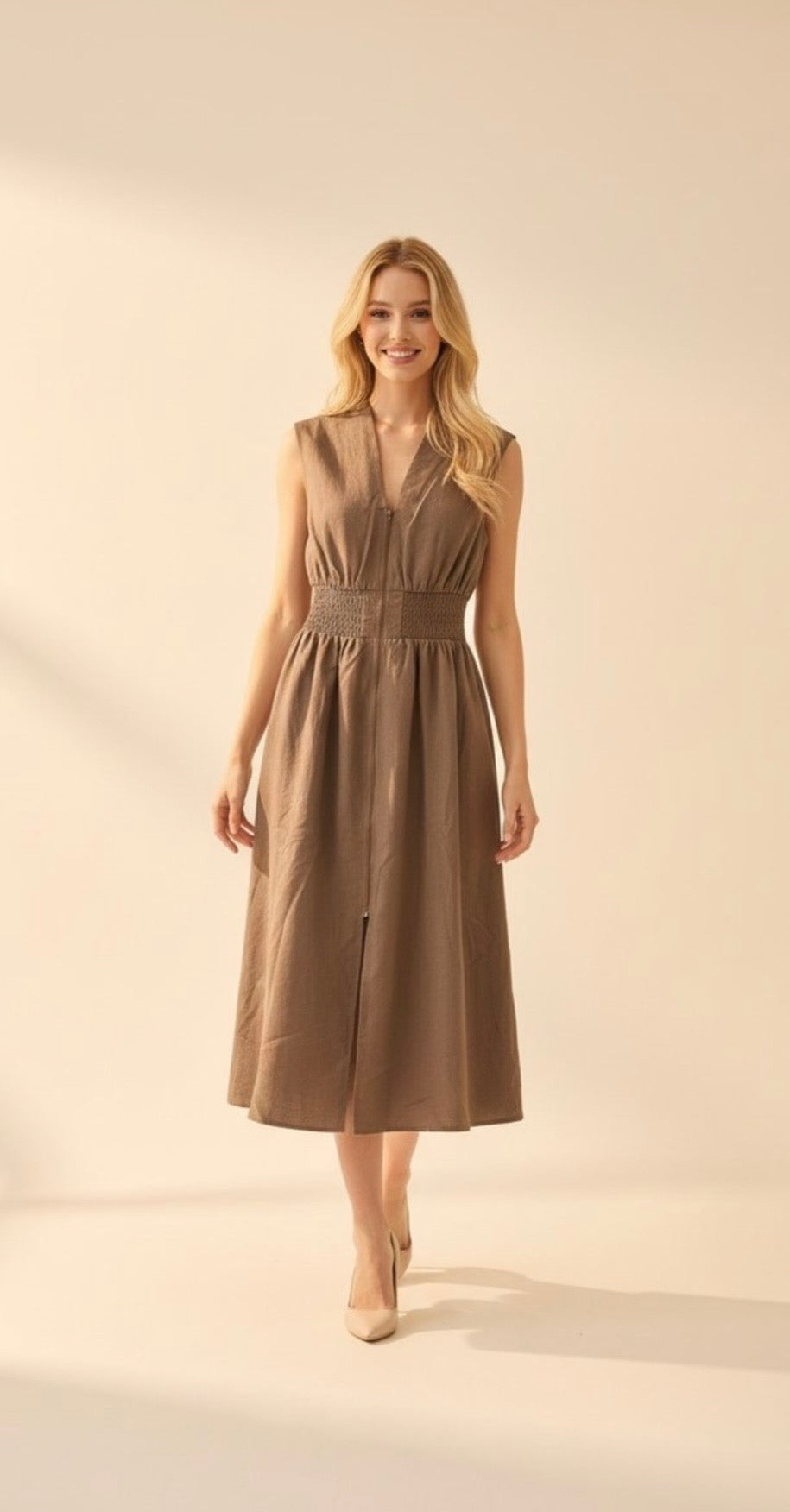 Brown Zipper Dress