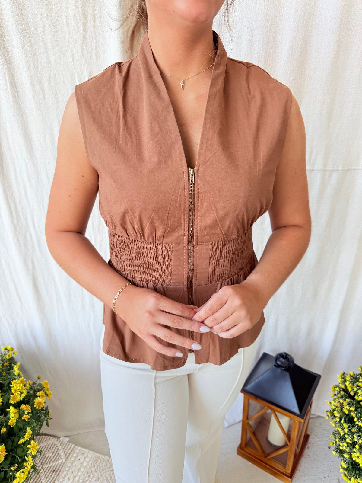 Brown Zipper Tank
