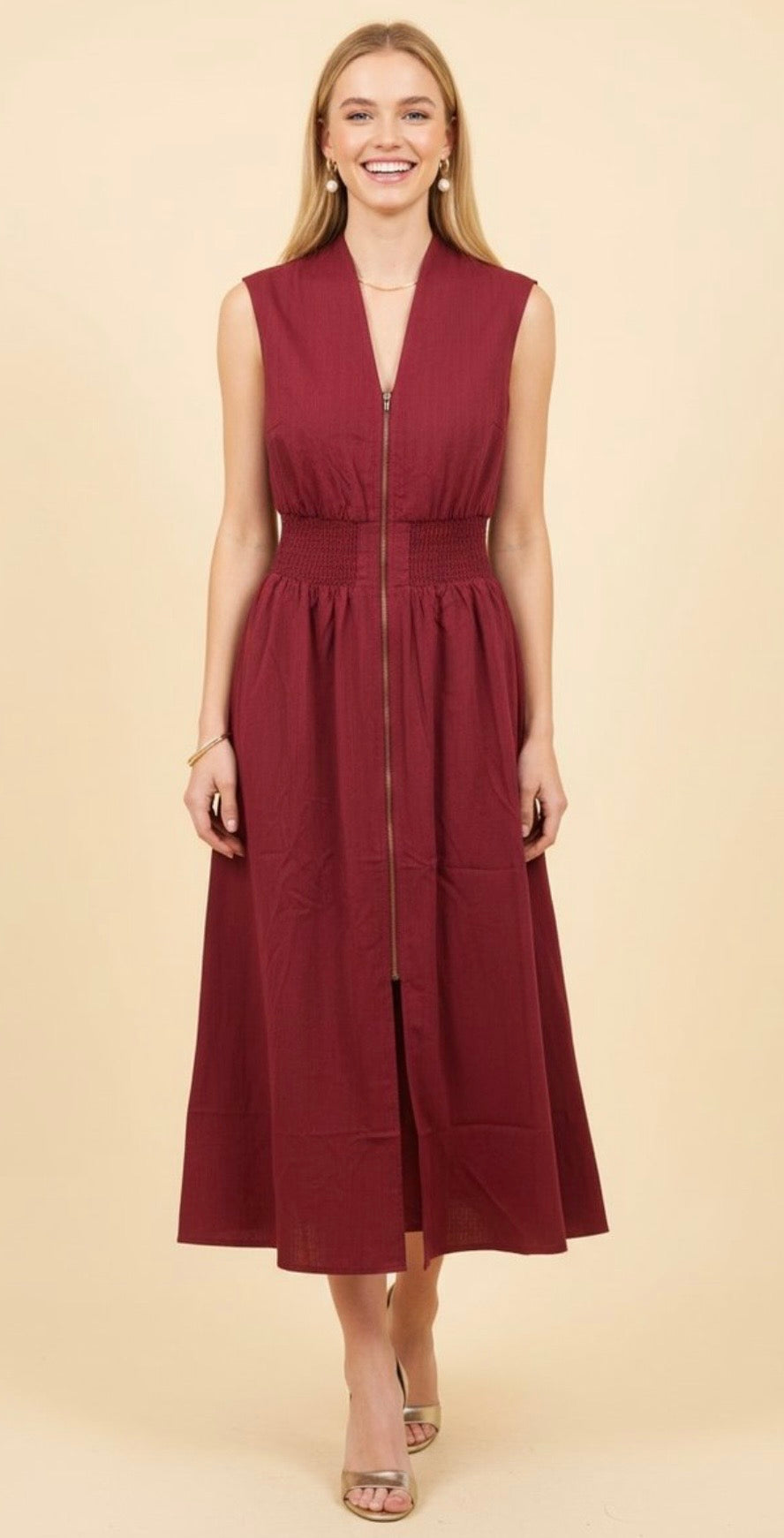 Burgundy Zipper Dress