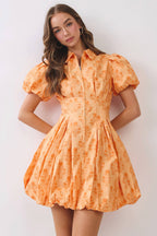 Orange Floral Bubble Dress