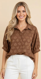 Brown Floral Blouse
