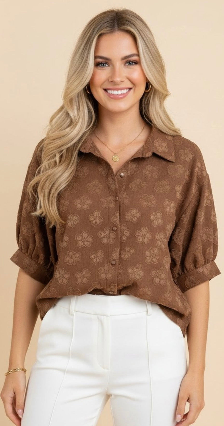 Brown Floral Blouse