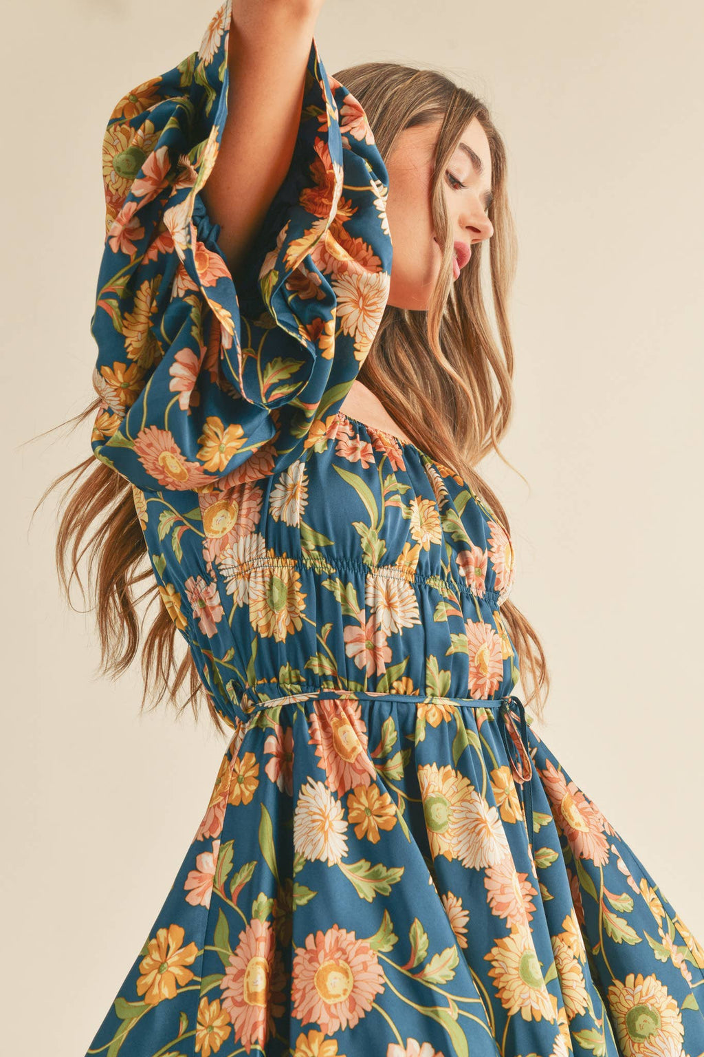 Floral Bubble Sleeve Mini