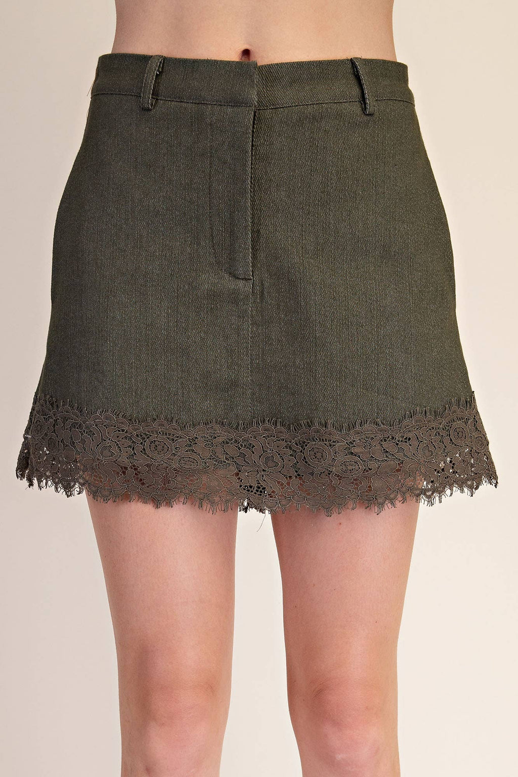 Green Denim Lace Skort