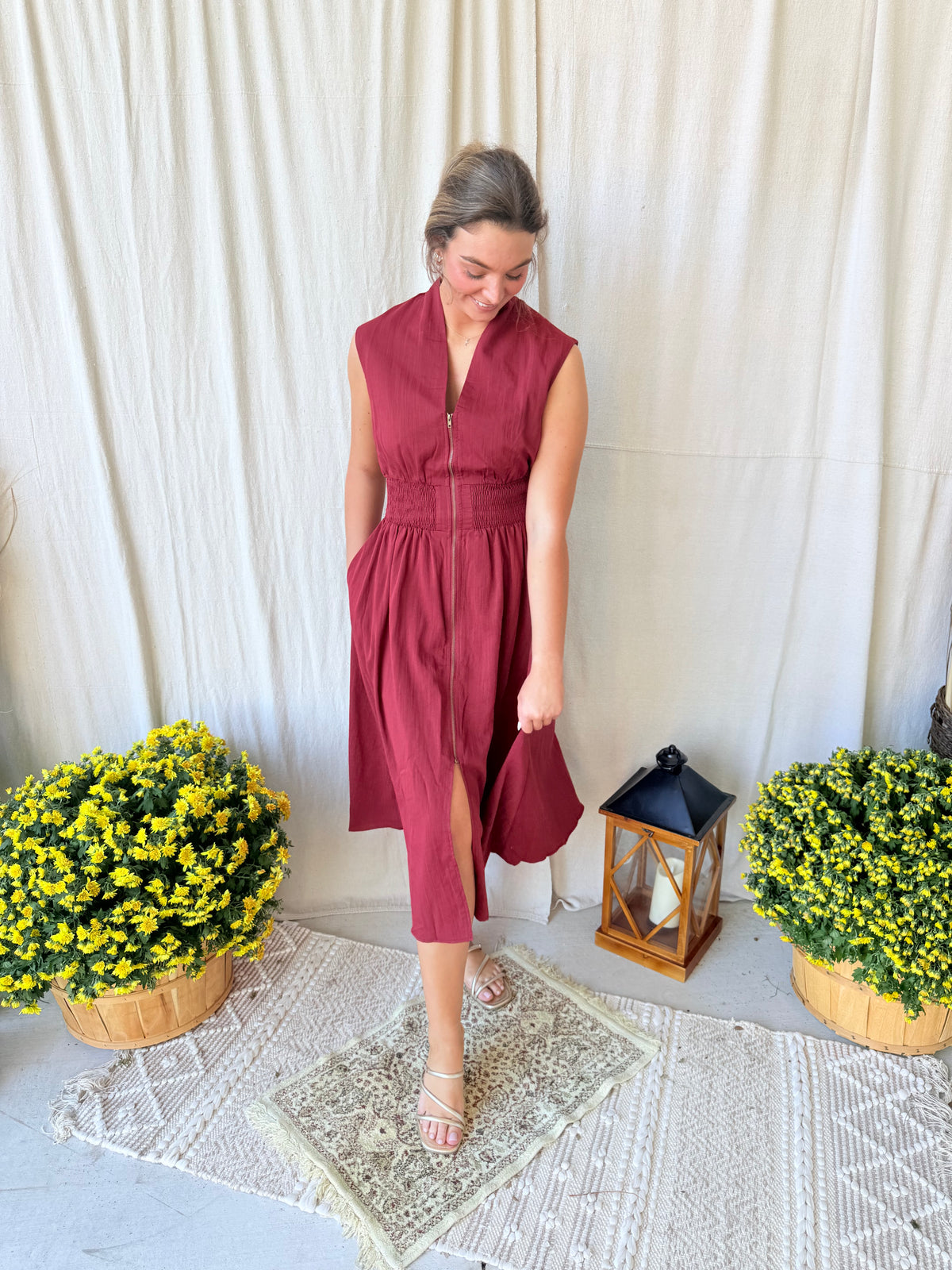 Burgundy Zipper Dress