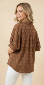 Brown Floral Blouse