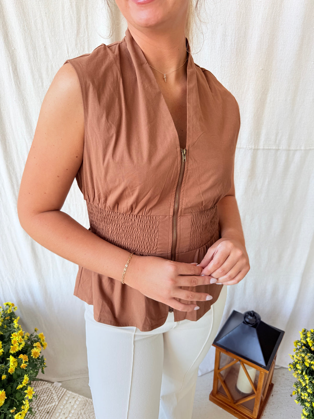 Brown Zipper Tank