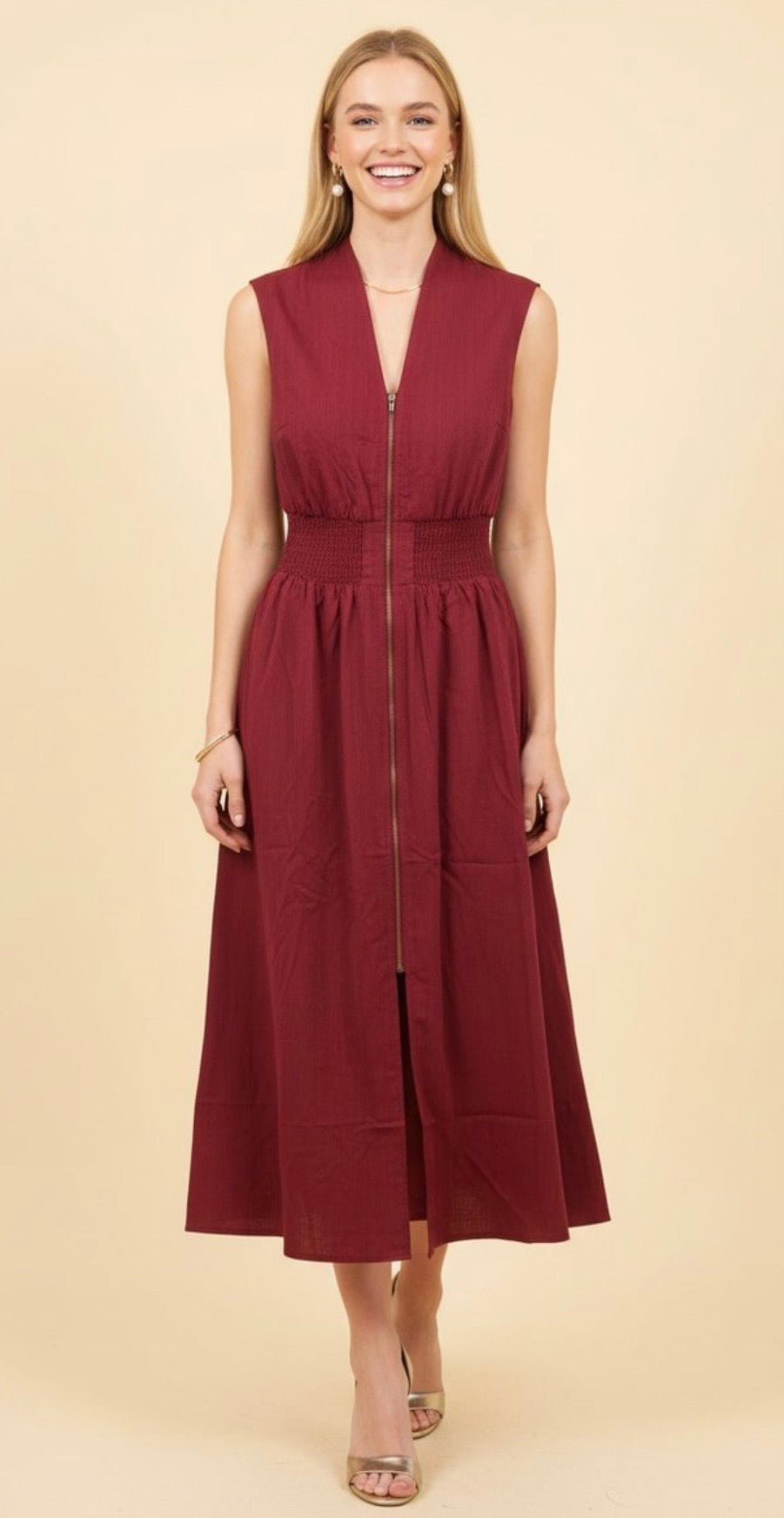 Burgundy Zipper Dress