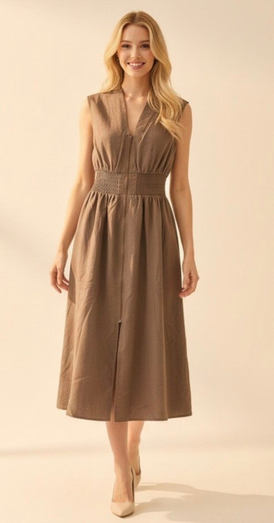 Brown Zipper Dress