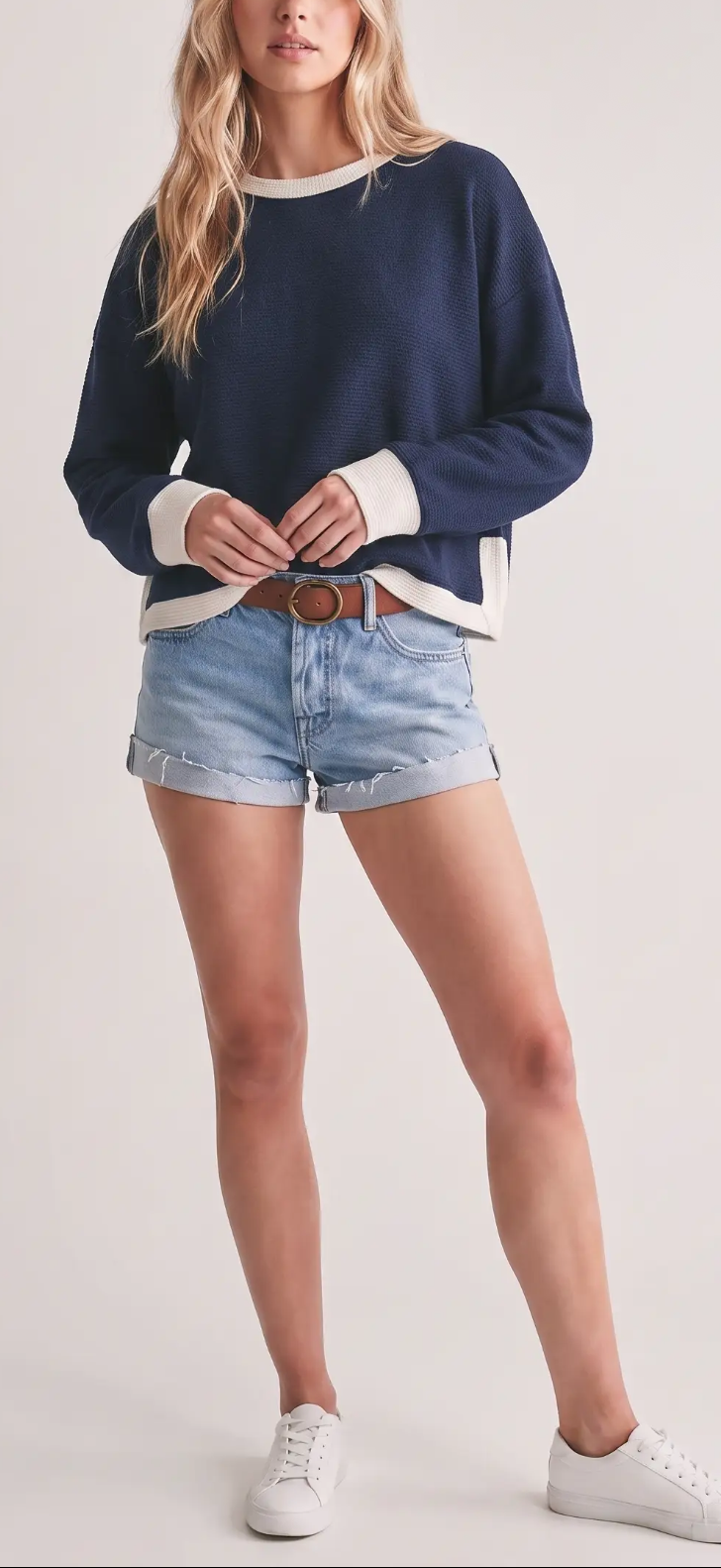 Navy Knit Long Sleeve