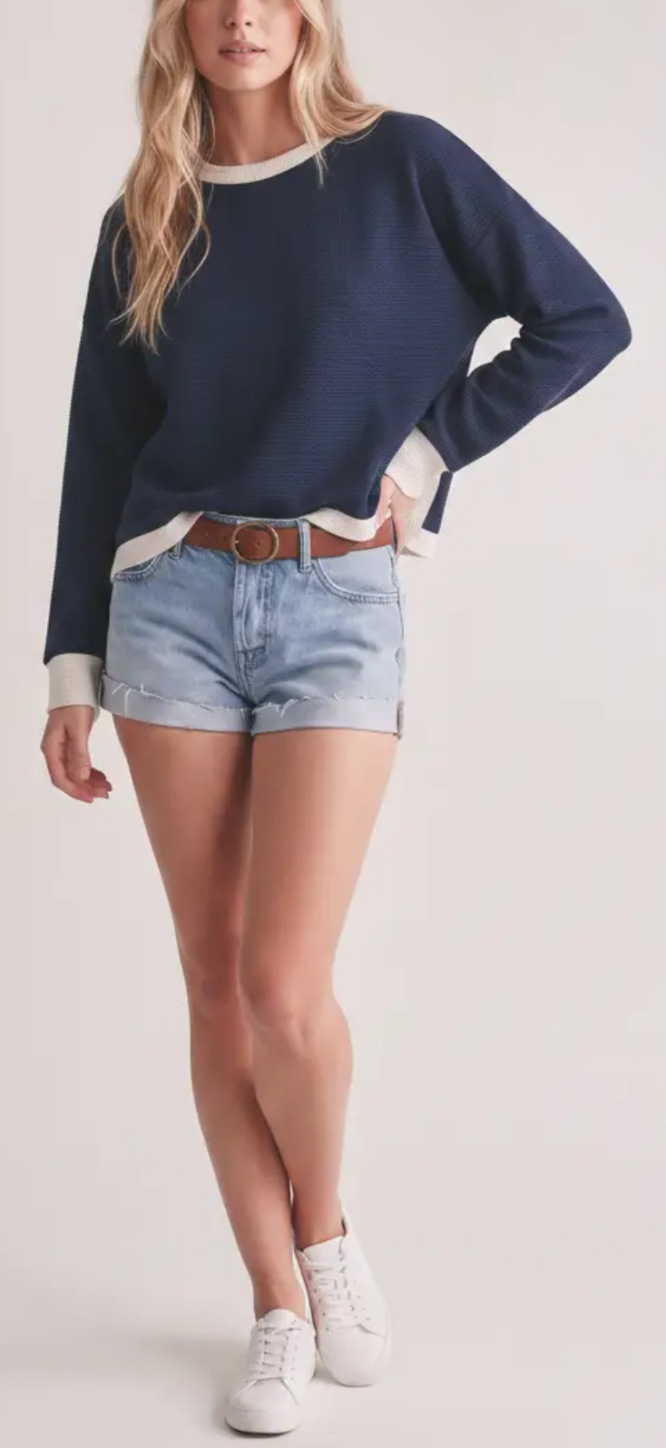 Navy Knit Long Sleeve