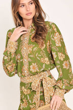 Olive Floral Top