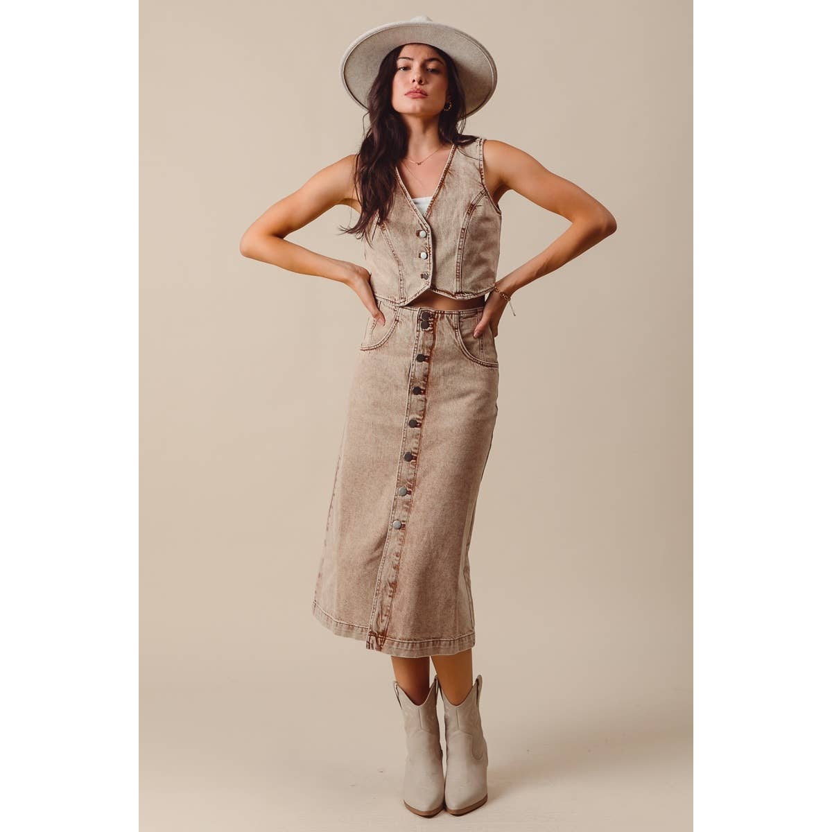 Brown Denim Skirt