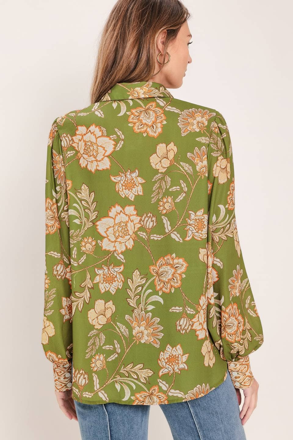 Olive Floral Top