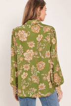 Olive Floral Top
